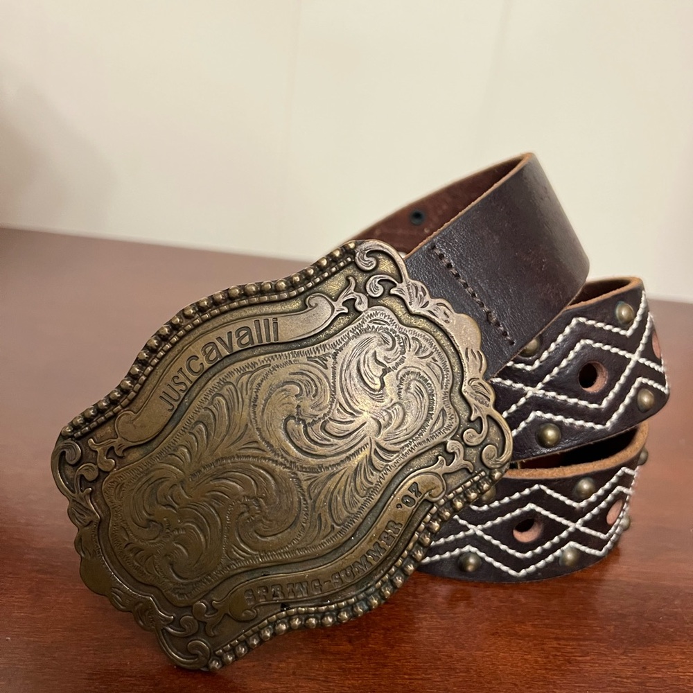 Just Cavalli SS07 Archive Western Studded Leather Belt Made in Italy - Picture 5 of 15